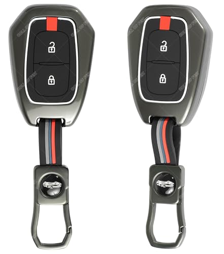 Image of Coll of Fest Premium Metal Silicon Key Cover Compatible with Renault Kiger | Kwid | Duster 2016 | Triber 2 Button Smart Key Cover Metal and Silicon Protection Glow in the Dark