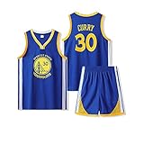 KJBEQ Kinder-Basketball-Set, V-Ausschnitt Jungen Basketballtrikots, Basketball-Set Jungen Alter 2–16 (Blau, XL)
