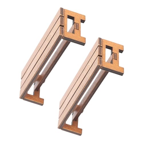 TOYANDONA Miniaturmöbel Holzbank 2 Stück Puppenhaus Dekoration Kleiner Gartenstuhl Holz Braun Für Mikrolandschaften Badezimmer Wohnzimmer Schlafzimmer