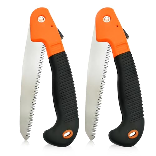 VPMeetx Folding Pruning Saw - 2pcs Tree Pruning Saw Folding with Comfort Soft Grip, Hand Saws for Wood and Tree Machete Garden Tool, Pruning Knife, Foldable Saw, Small Hand Saw, Rugged Durable Trimmer
