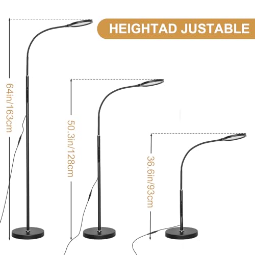 Image of OTREN Floor Lamp LED Dimmable Reading Lamp: 12 W Living Room Floor Lamp with Remote Control - Adjustable Gooseneck - Can be Used as Table Lamp - Floor Lamp for Bedroom Office