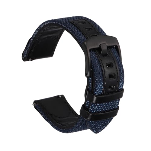 Correa de reloj de nailon de 20 mm con pasadores rápidos azul negro