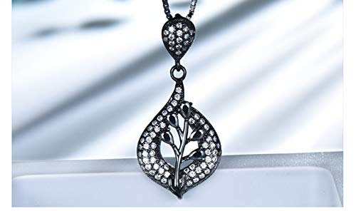 Anillo de mujer y collar de plata 925 con circonitas negras para joyería de boda 2