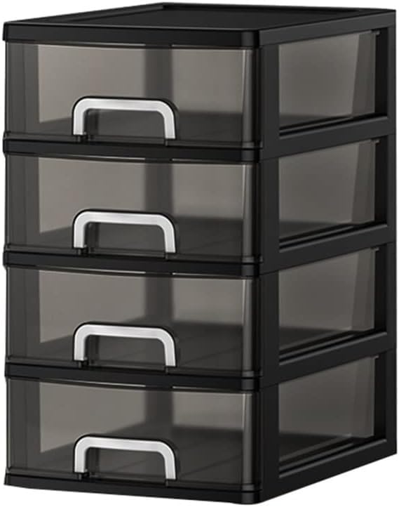 Boîte de rangement empilable 4 compartiments organisateur bureau transparent plexiglas multiusage