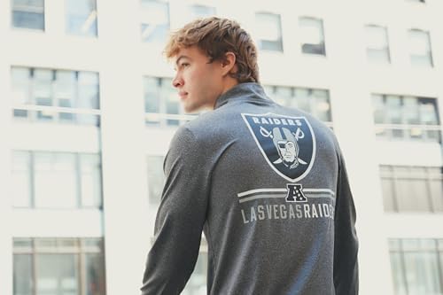 Ultra Game NFL Official Adults Super Soft Quarter Zip Long Sleeve T-Shirt - Unisex, Las Vegas Raiders, Heather Gray, Small — view 3