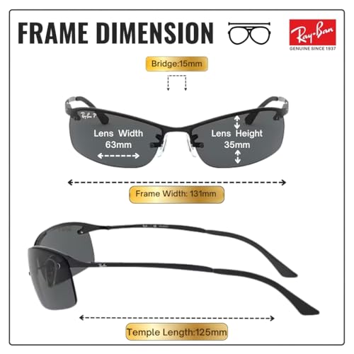 Image of Ray-Ban RB3183 Rectangle Shaped Sunglasses for Men with Official RAYBAN Eyewear Kit