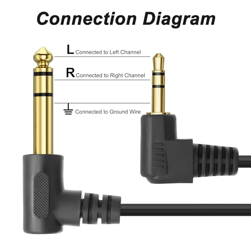 Cable de audio estéreo 3.5mm a 6.35mm, 1.8 m, 2 piezas miniatura 3