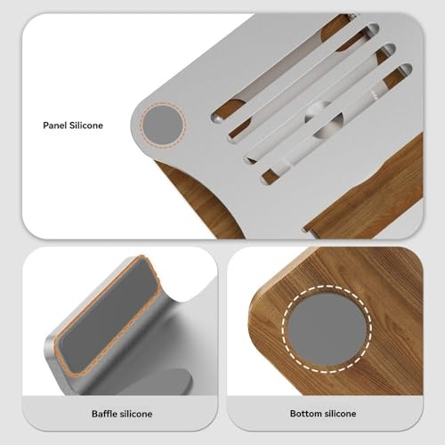 Soporte para portátil ergonómico contra dolor cervical con base de madera y giro de 360 grados 3