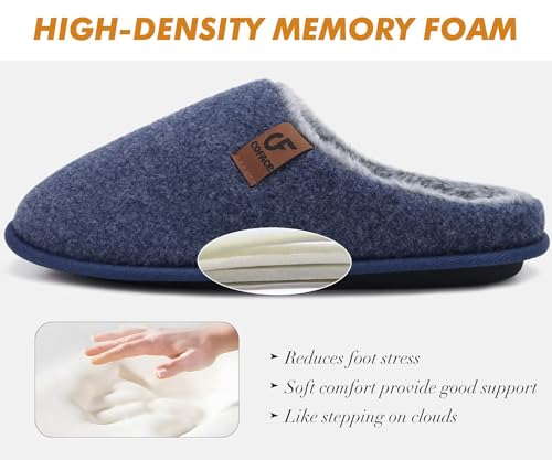 Image of COFACE Mens Cozy Memory Foam Scuff Slippers Casual Slip On Warm House Shoes Indoor /Outdoor Sandal Slippers With Arch Support Rubber Sole Size 7-15