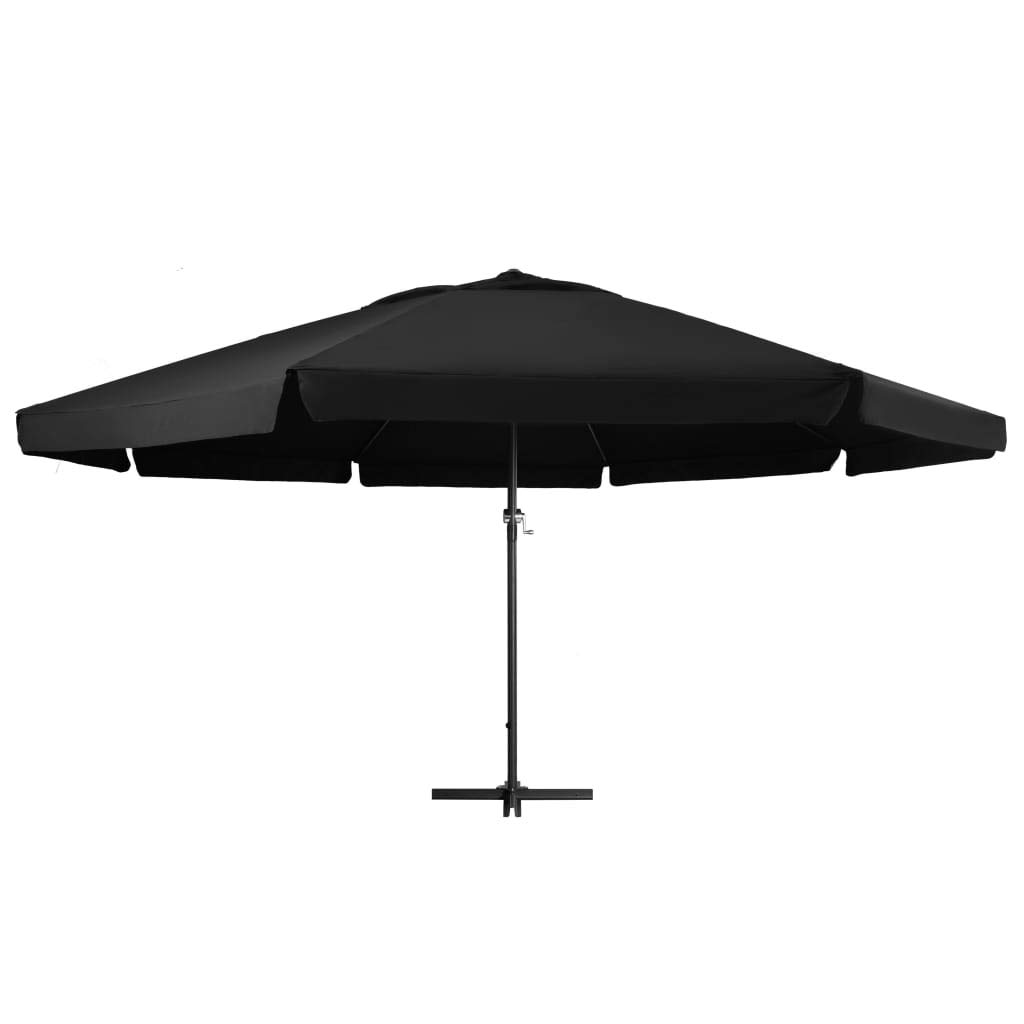 vidaXL Ombrellone da Esterni con Palo in Alluminio Parasole Protezione per il Sole Telo Protettivo Tenda Accessori da Esterni 600 cm Nero