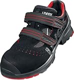 Uvex 1 x X-Tended Support Zapatos de trabajo – Zapatos de seguridad S3 para hombre y mujer – rojo y negro, negro rojo, 51 EU Ancho