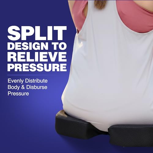 Image of WELLGIVER Memory Foam Coccyx Seat Cushion - Orthopedic Chair Pad for Tailbone, Sciatica & Lower Back Pain Relief | Ideal for Office Chairs, Car Seats & Home Use | Removable & Washable Cover