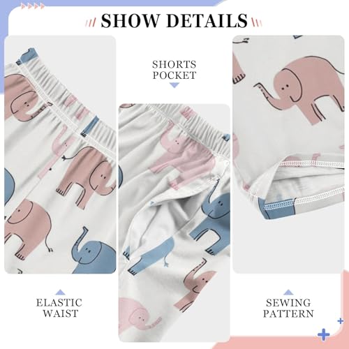 Colorful Cute Elephant Pajama Pants Lounge Sleep Pants Elastic Waist Long Pajama Bottoms with Pockets for 6-14 Years4