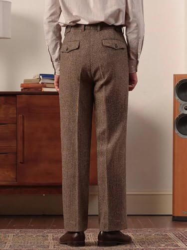 Men's Suit Pants Tweed Herringbone Pants Vintage Wool Mens Dress Trousers4