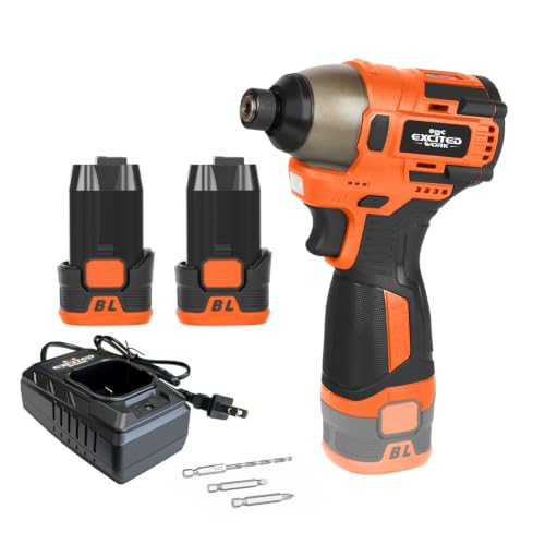 Image of 17V Brushless Screwdriver 140Nm Impact Driver Set | Cordless Screwdriver, 3 Adjustable Speed, 2 Batteries, Led Work Light, Orange, Electric Power Tools