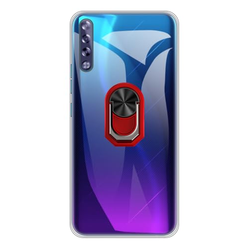 UOGNADGD Case and Ring Holder for Tecno Phantom 9 - Clear+Red