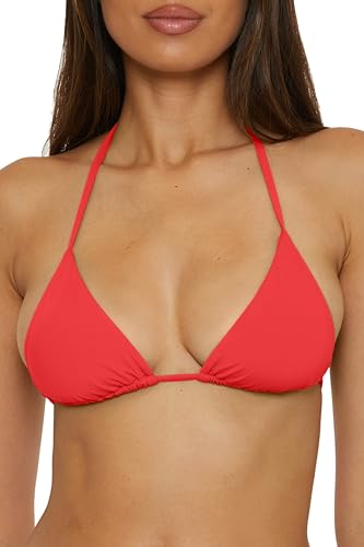 BECCA Women's Standard Color Code Triangle Bikini Top, Adjustable, Tie Back, Swimwear Separates, Fire, Large