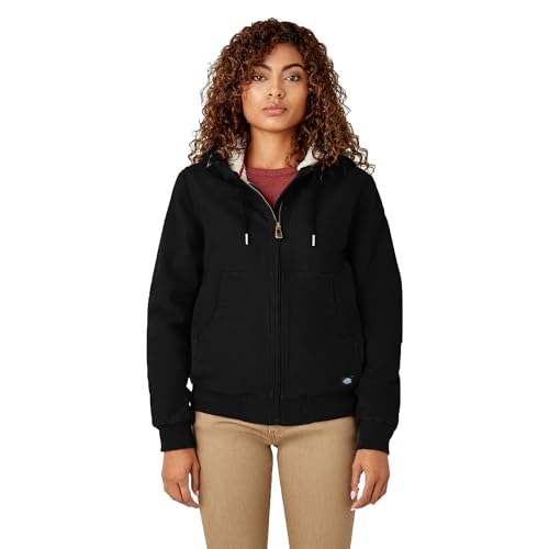 Dickies Veste en toile de poule doublée en polaire pour femme, Noir, M