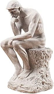 LECMACY The Thinker Statue in Premium Cold Cast Retro Bronze- 9.64-Inch Premium Grade Collectible Figurine Design Rodin's The Thinker Inspired Decorative Statue (Sandstone Color)
