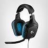 Logitech G432 Auriculares con Cable para Juegos, Sonido Envolvente 7.1, DTS Headphone:X 2.0, Micrófono Abatible para Silenciar, PC (Cuero Sintético) Negro/Azul