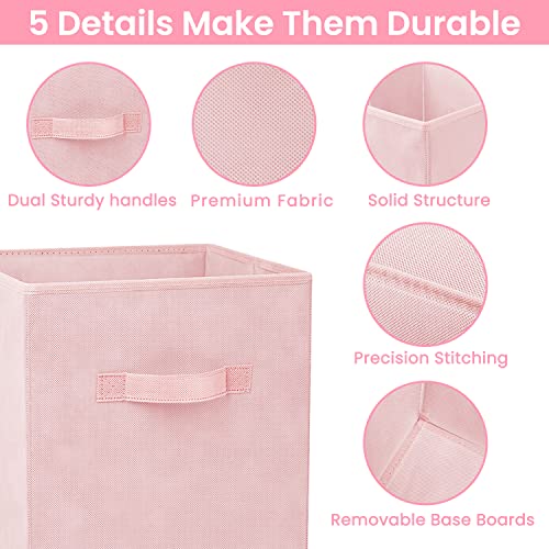 Criusia Storage Cubes - 11 Inch Heavy Duty Fabric Storage Bins for Shelves Closet, Cube Organizer - 8 Pack Collapsible Cube Storage Bins Baskets for Organizing Clothes Blankets Toys (Pink) by Criusia - Image 4