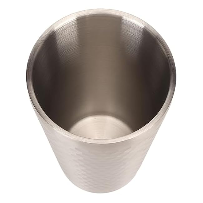 2pcs Stainless Steel Beer Cup, Applicable Scenario Rounded Mouth Air Insulation Hammered Metal Cups for Coffee Tea Cold Drink for Outdoor 450ML