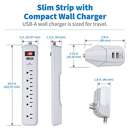 Tripp Lite Protector Eléctrico con 7 Tomas y 2 Puertos USB, Cable 6 pies, Color Gris Claro modelo TLP616USB miniatura 6