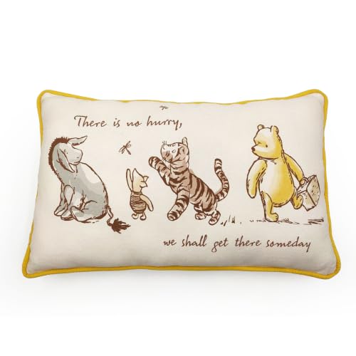 Image of Disney Winnie the Pooh Cushion 40cm x 22cm, 100% Cotton Reversible Scatter Cushion, Decorative Throw Pillow for Sofa, Bed, Nursery & Bedroom, Pooh Bear Home Décor Gift