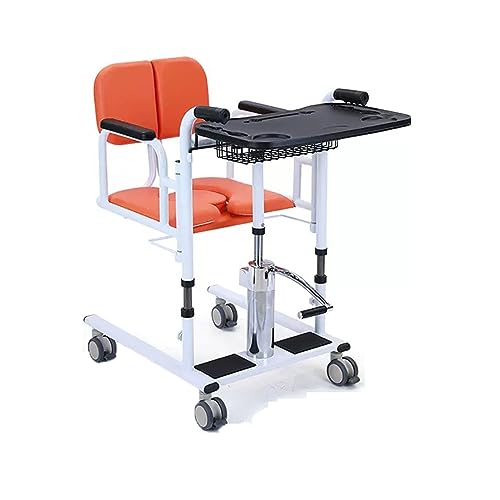 TISTIK Hydraulic Patient Lift for Home w/180Â° Split Seat and Potty, Dining Table Portable Transport Wheelchair Steel Toilets Seat Transfer Aid for Elderly Height Aadjustable