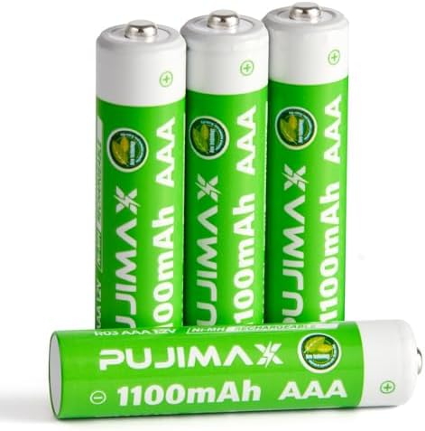 PUJIMAX AAA Rechargeable Batteries,Pre-Charged Ni-MH 1100mAh High Capacity AAA Batteries for Household Beauty Office Products (4)