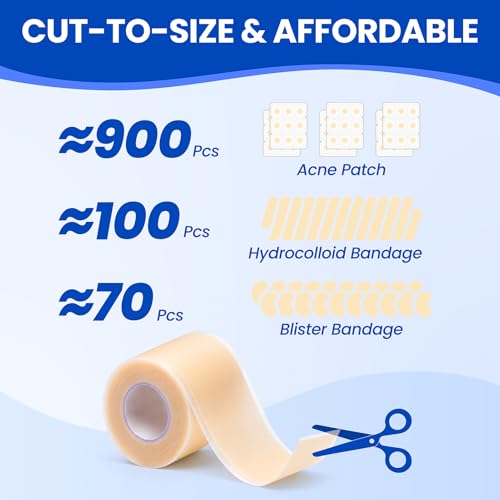 Image of Hydrocolloid Roll Adhesive Bandages Medical Grade Pimple Tape, 2in x 5ft