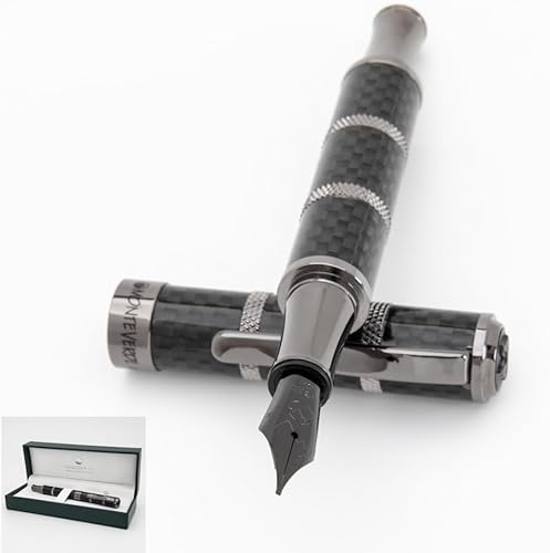 Monteverde USA Regatta Sport - Pluma estilográfica de carbono completo en color negro, punta fina, fibra de carbono y plomizo, recargable con