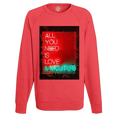 Sweatshirt Homme Mojito imprimé néons rouge et turquoise contrasté