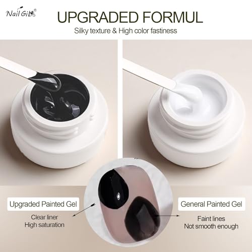 Gel pintura para uñas negro y blanco 2 piezas miniatura 2