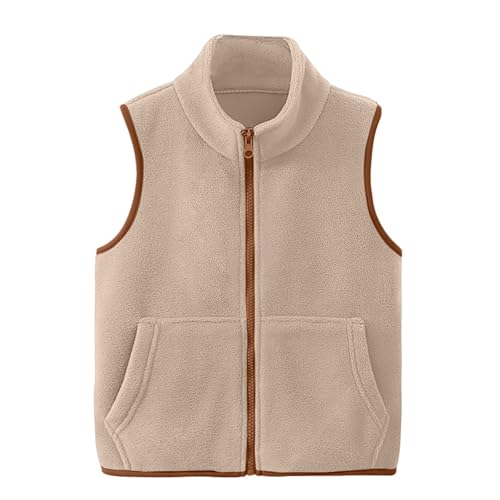 Kids Boy Girl Full-Zip Polar Fleece Vest Sleeveless Lightweight Outwear Windproof Jacket with Pockets Thick Warm Puffer Vest4