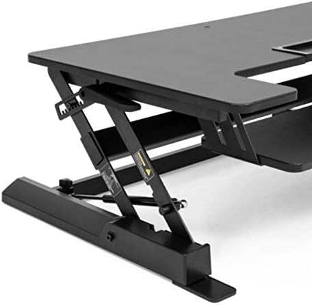 Best Choice Products 36in Standing Desk, Height Adjustable 2-Tier Desk Converter, Sit to Stand Computer Monitor Riser, Ergonomic Workstation, Black