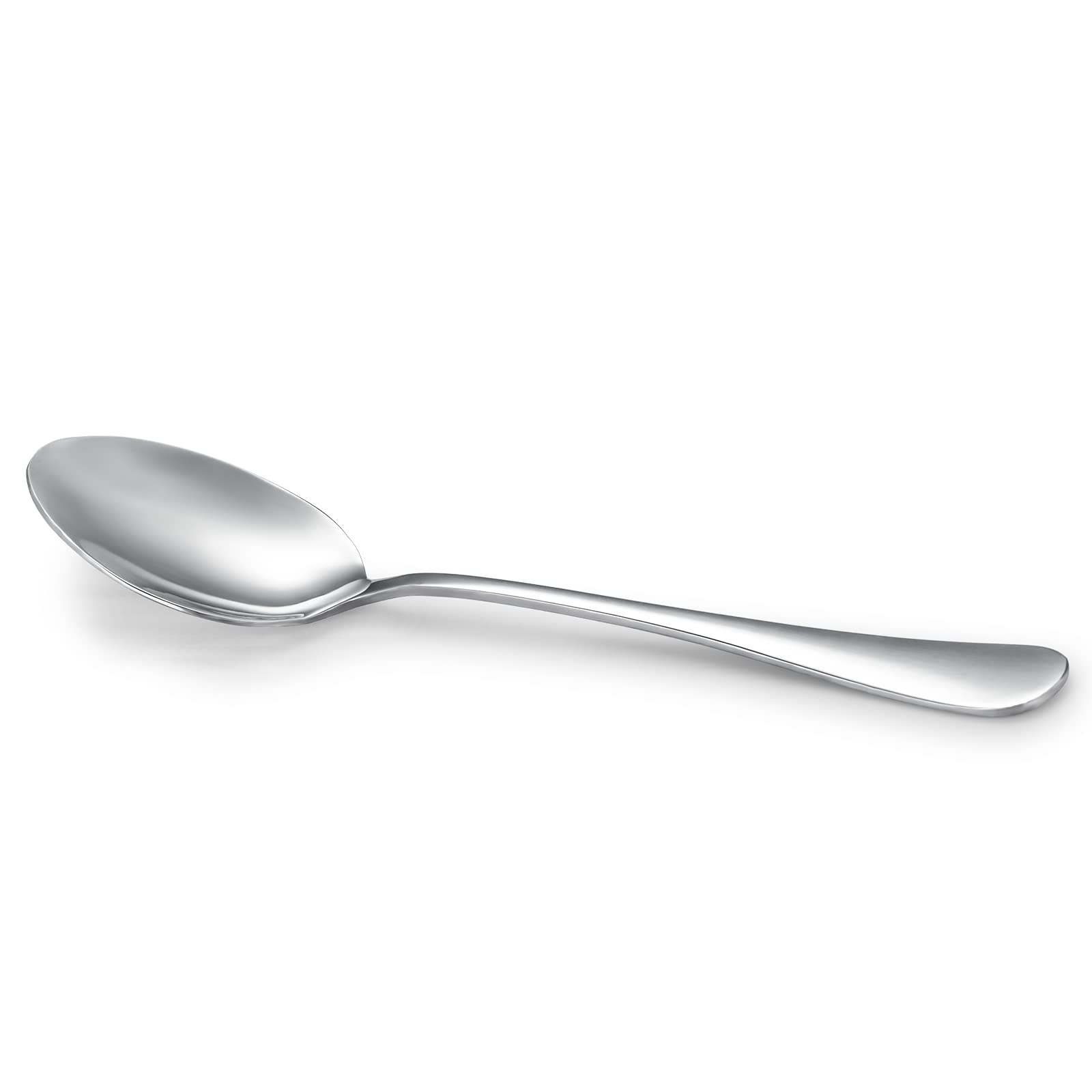 Stainless Steel Dinner Spoons with Round Edge Mirror Polished Dishwasher Safe - Pack of 12 （Silver 7.3 Inches）