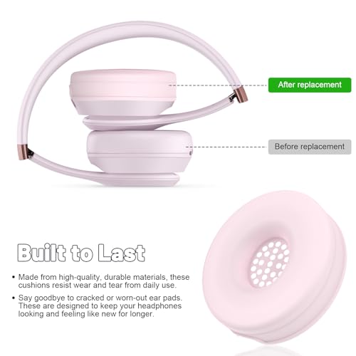 Cubiertas de almohadillas de silicona compatibles con Beats Solo 4 y Solo 3 Wireless – Fundas protectoras lavables y resistentes al sudor para almohadillas de auriculares on-ear (1 par/Rosa) miniatura 5