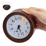 Yacig Wood Alarm Clock, Genuine Wooden Frame Non Ticking Bedside Alarm Clock with Nightlight and Snooze/Ascending Sound Alarm Thanksgiving, Brown