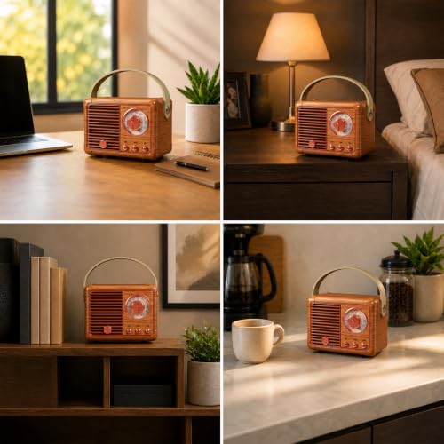 Image of Dosmix Retro Bluetooth Speaker,Vintage Decor,Small Gift for Women Men Teens | Cute old fashion style for kitchen desk bedroom office party outdoor kawaii accessories gifts for women teen girls