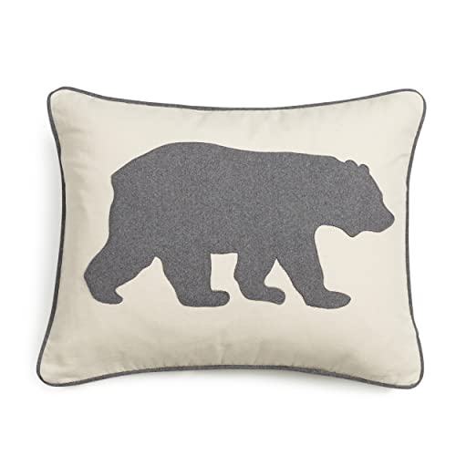 Image of Eddie Bauer Home Throw Pillow with Zipper Closure, Perfect Luxurious Bedding Set for Bed or Sofa, 16 inch x 20 inch, Bear Twill Grey