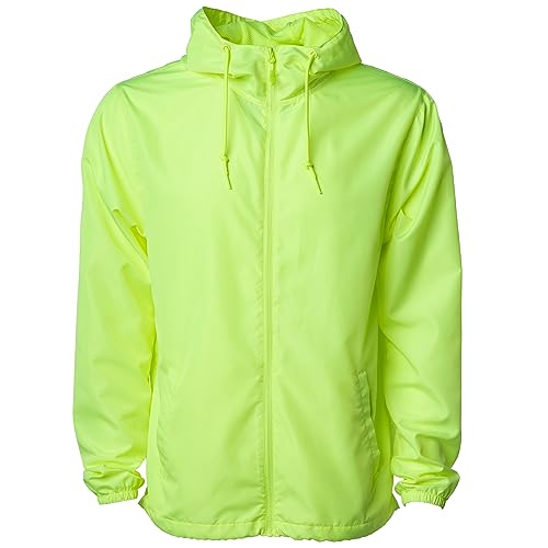 Global Blank Men's Windbreaker Jacket Lightweight Water-Resistant Windbreakers For Men, High Visibility Yellow, Medium #TOP29