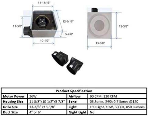Miniatura 3 de Aero Pure AP90-SL W Slim Fit Ventilador de baño con 10W LED 3000K luz, acabado blanco