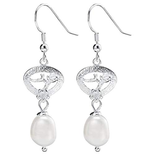 Boucles d'oreilles perle fille vintage argent 925 fleurie