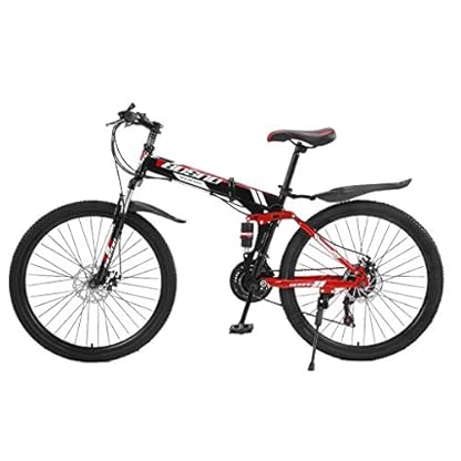 YQCXG Rennrad für Erwachsene Mountainbikes 26-Zoll-Klapp-Mountainbike, 21-Gang-Mountainbike aus Karbonstahl für Erwachsene, rutschfestes Fahrrad, mit doppelt gefedertem Rahmen und Scheib – Bild 4