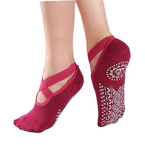 Cotton Yoga Socks for Women Non-Slip Grips Socks for Maternity Pilates Ballet Dance Barefoot Workout Home & Hospital Slipper Socks - Free Size