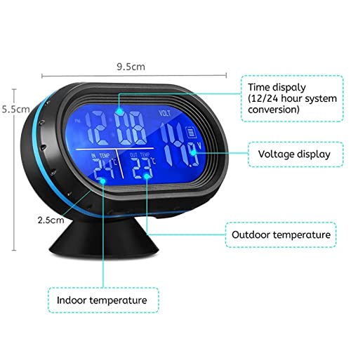 Yosoo Multi-Functional 12V Car Auto Lcd Digital Clock Thermometer Temperature Voltage Meter Monitor (Green) #TOP2