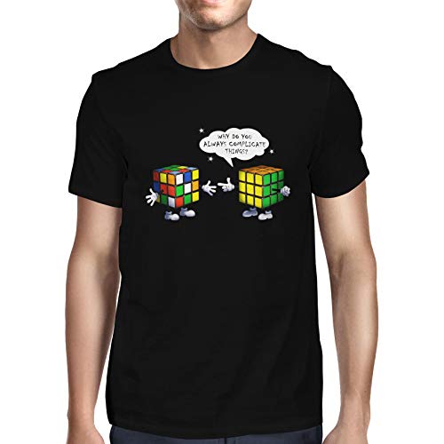 1Tee Mens Rubik'sCube Why Do You Always Complicate Things T-Shirt Black XXX-Large