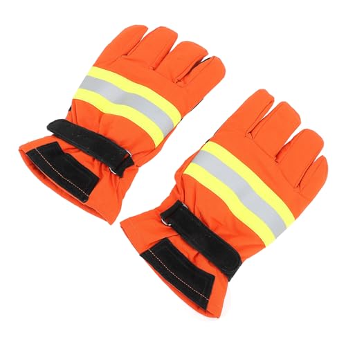 Depisuta Guanti vigile del fuoco, guanti ignifughi in cotone per l'estricazione di soccorso dei vigili del fuoco con strisce riflettenti guanti impermeabili antiscivolo