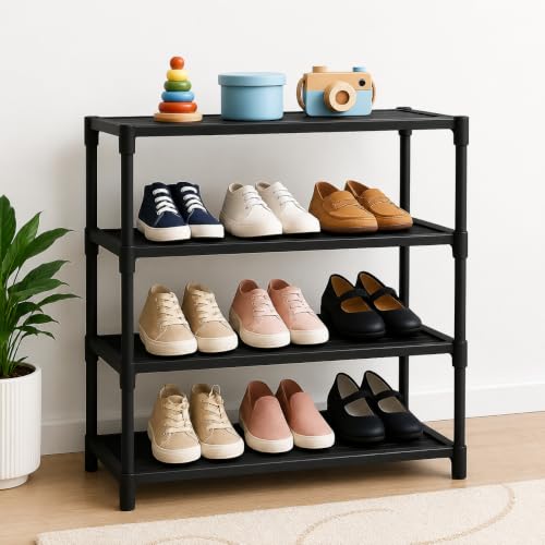 Image of FIGMENT Shoe Rack for Home, Foldable Plastic Shoe Stand with Shelves, Space Saving Footwear Organizer for Bedroom, Entryway, Living Room & Closet, Multi Layer Shoe Storage Rack